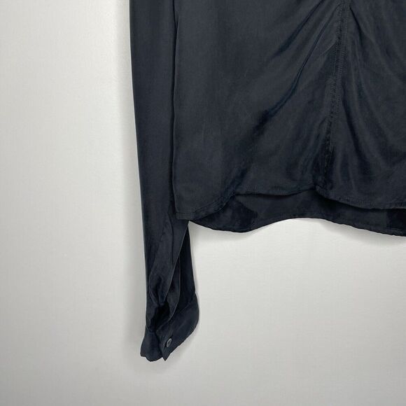 MADEWELL Top Women 00 Black Brushed Ruched-Front NEW Long Sleeve Blouse NN960 - Picture 7 of 16